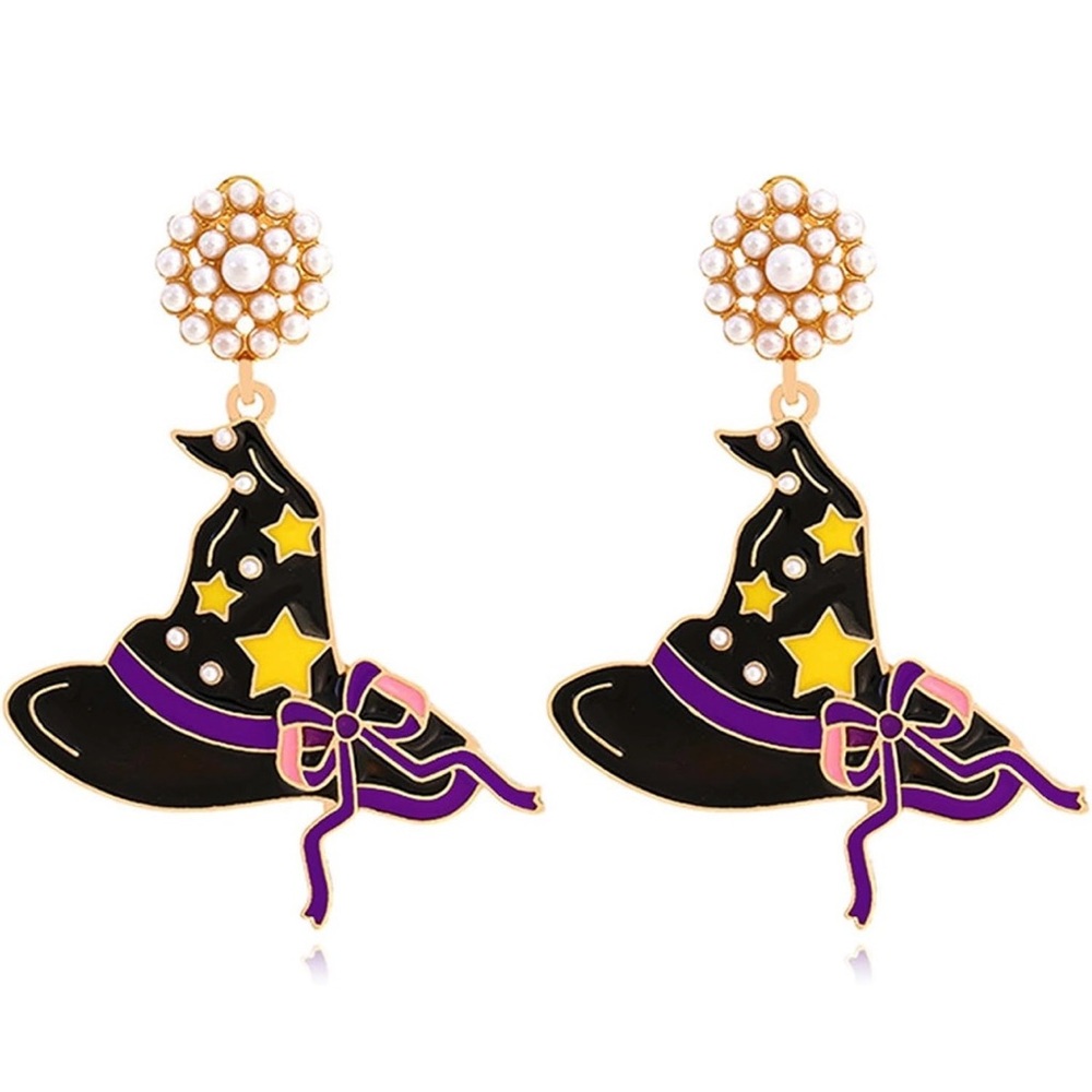 Halloween Pumpkin Earrings Crystal Dripping Oil Earrings Studs Cute Sparkly